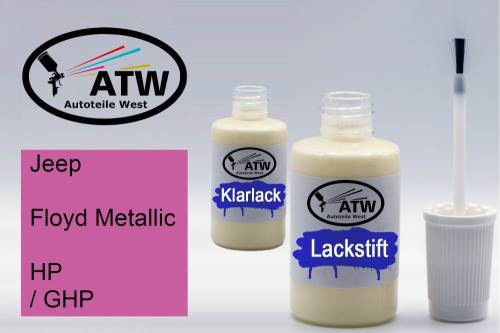 Jeep, Floyd Metallic, HP / GHP: 20ml Lackstift + 20ml Klarlack - Set, von ATW Autoteile West.